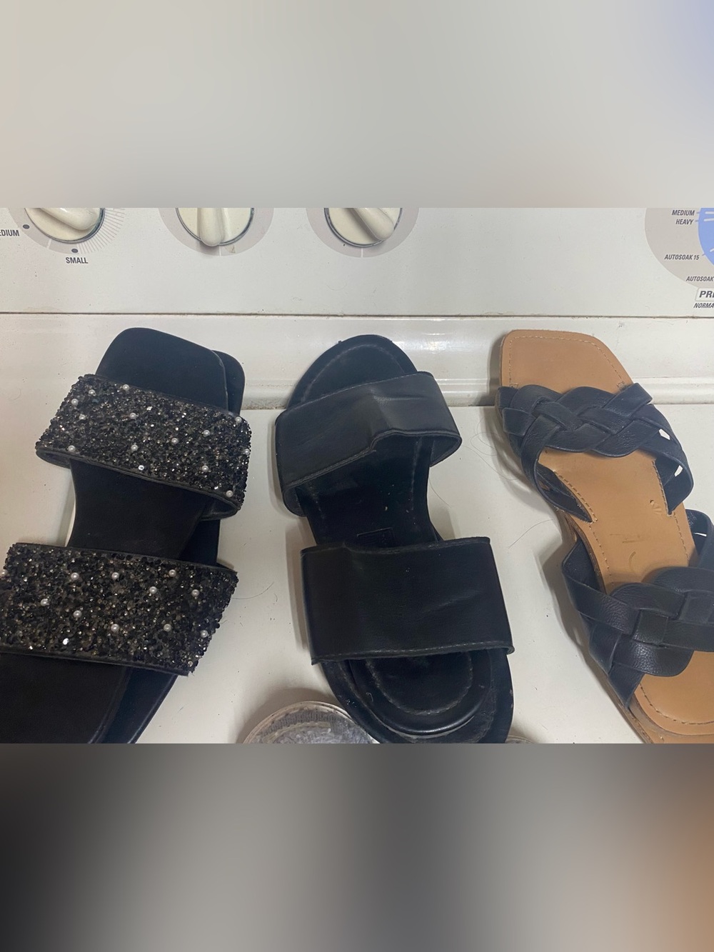 Women's Black Double-Strap Slide Sandal